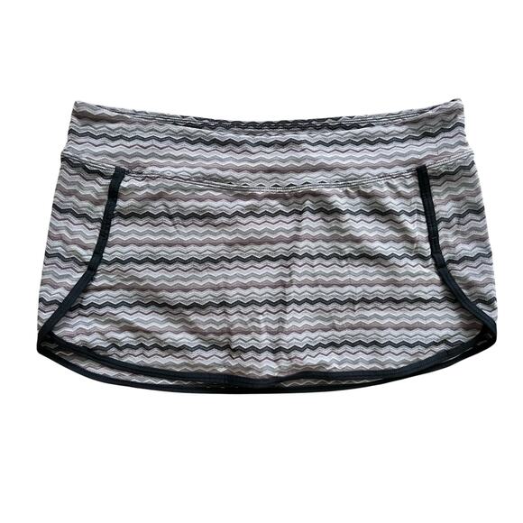 Athleta Swimsuit Skirt Bikini Beach Swim Surf Gray Large Skort Board Chevron - Picture 1 of 4